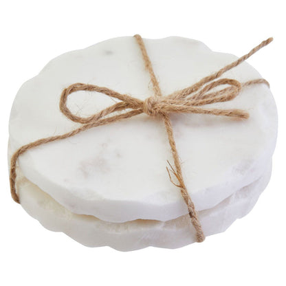 Rough Edged White Marble Coasters - Set of 4 - Modern Home Interiors