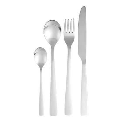 Stainless Steel 24 Pc Silver Muted Brushed Finished Cutlery Set